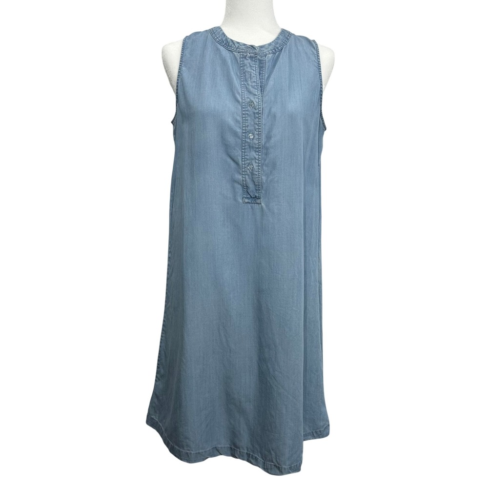 Sociology Blue Tencel Denim Sleeveless Shift Dress Light Wash Large L‎ RN144909